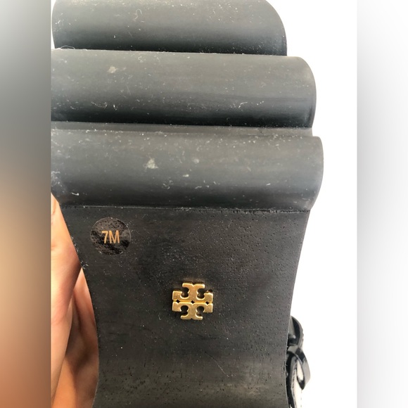 Tory Burch Lug Sole Clogs Sling Back Black Patent Leather Size 7 NWOT - Picture 6 of 6